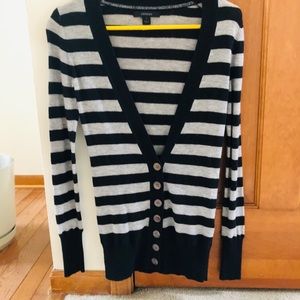 Express gray and black striped button up cardigan